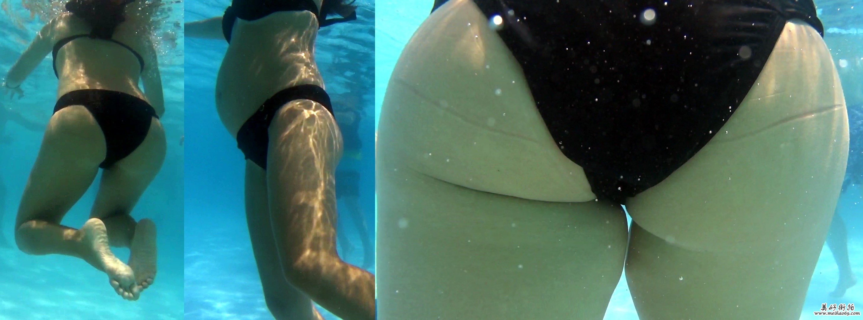 怀孕的黑色比基尼少妇,水下游泳,丰满的肥臀[MP4/442M]